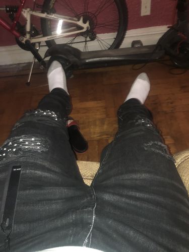 Customer photo review of AMIRI PLAYBOY #803 Jeans