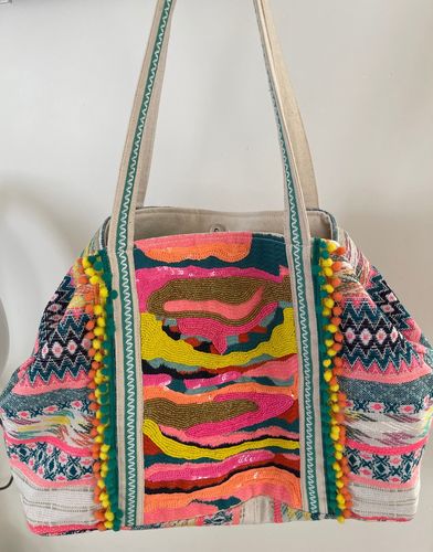 Customer photo review of Daphne Embellished Multi-colored Hand Beaded Tote