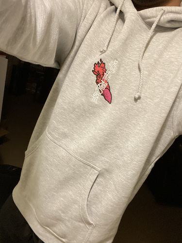 Customer photo review of JJK Heather Grey Hoodie