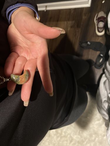 Customer photo review of Unakite Moon Pendant
