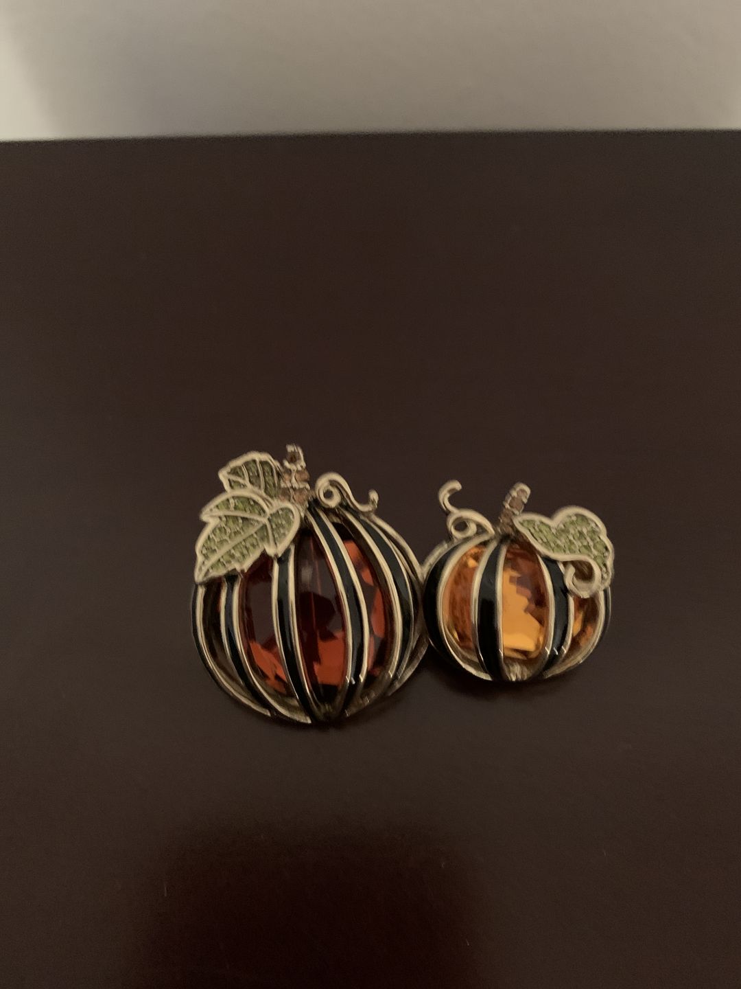 Customer photo review of Heidi Daus®"Precious Pumpkin Patch"Enamel Crystal Pumpkin Pin