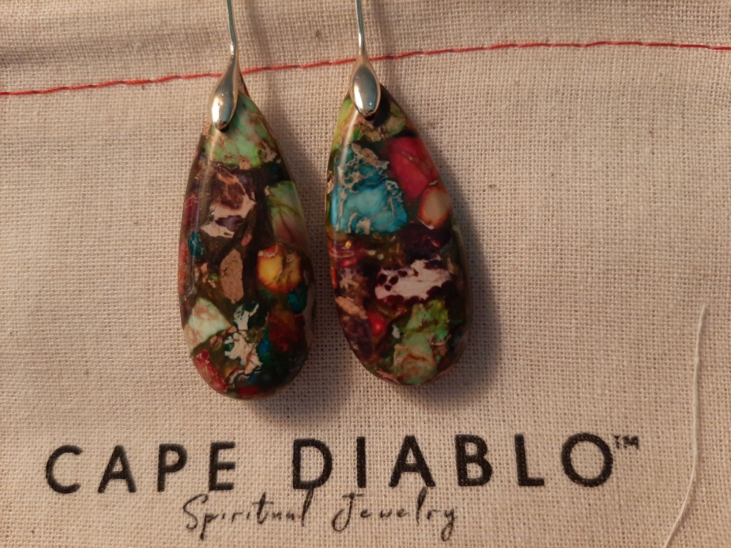 Customer photo review of Intense Jasper Teardrop Earrings
