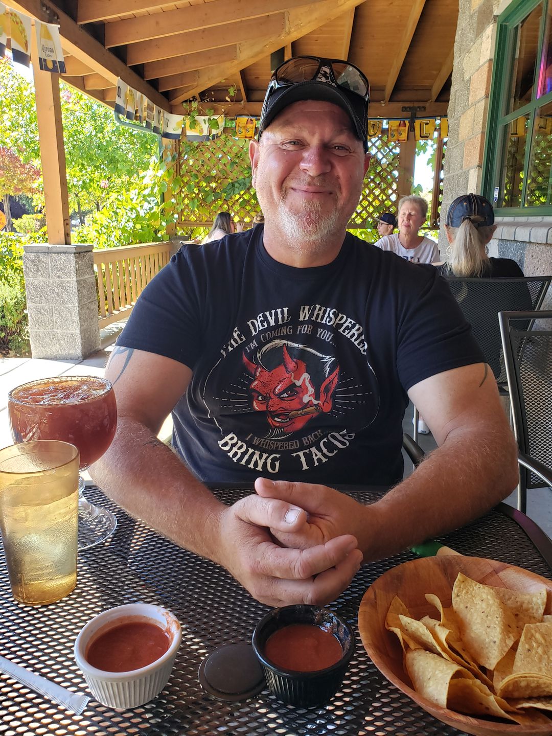 Customer photo review of The Devil Whispered...Bring Tacos OG T-Shirt