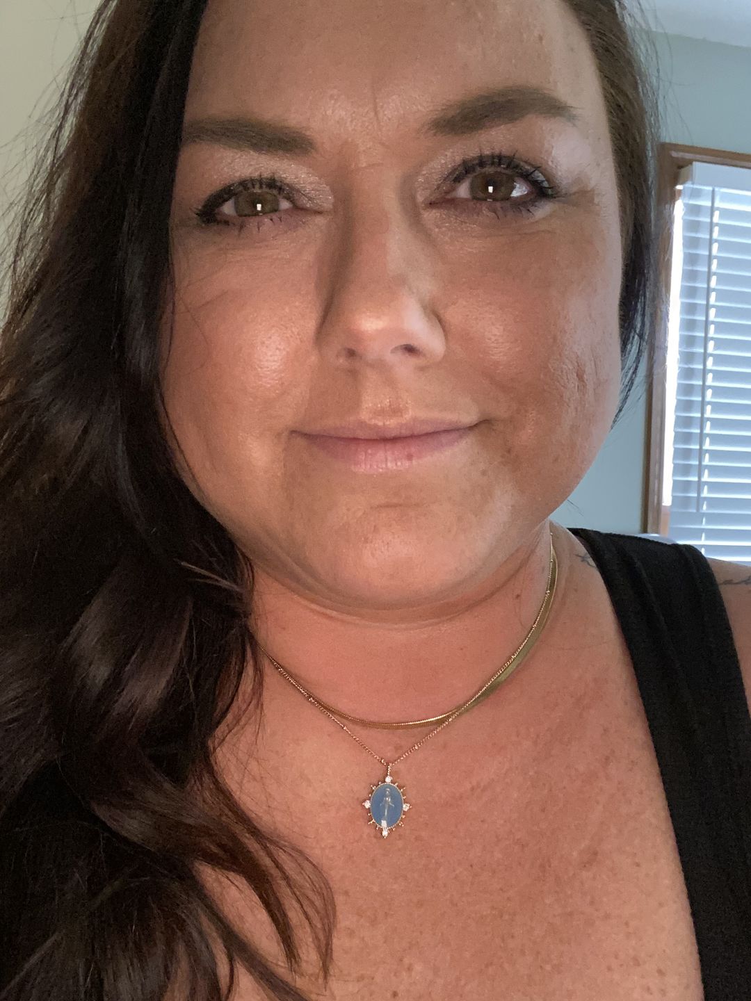 Customer photo review of Lady Lourdes Pendant in French Blue