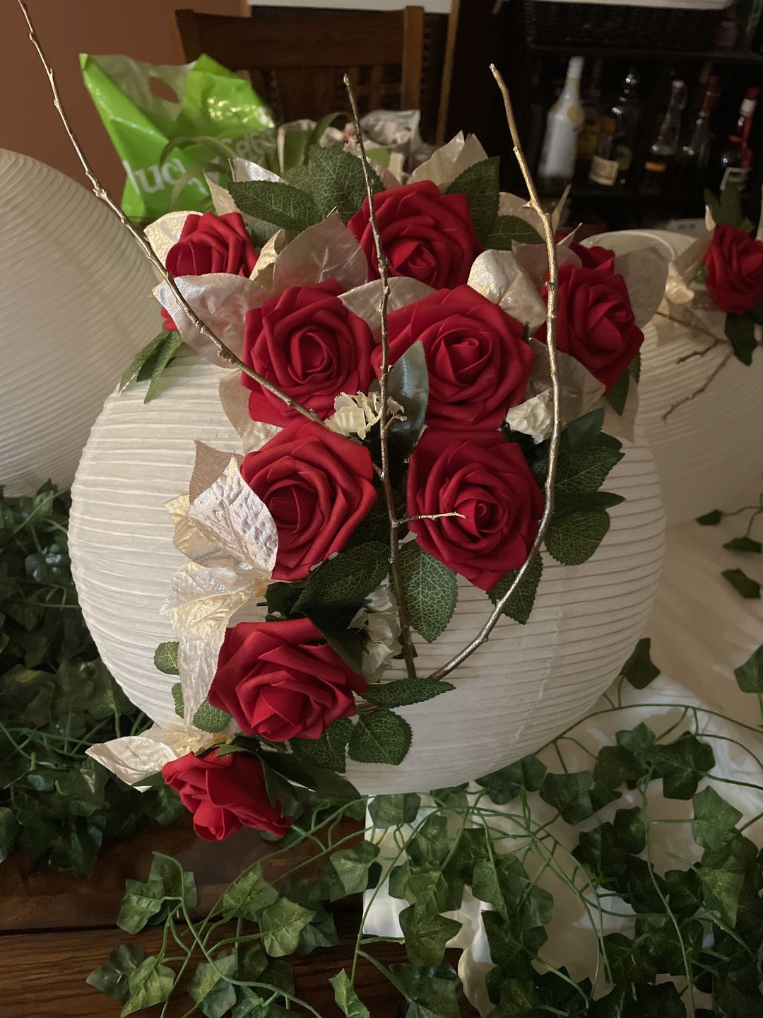 Customer photo review of 12/14/16" White Fine Line Premium Even Ribbing Paper Lantern, Extra Sturdy (3-PACK Cluster)
