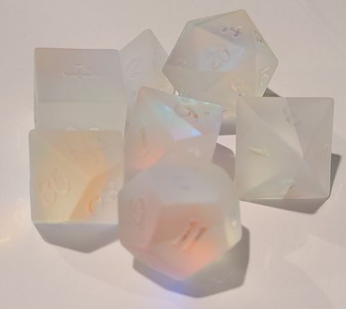 Customer photo review of Raised Fantastic Glass  DnD Dice Set All Numbers Dice