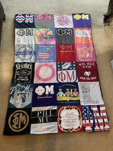 T-shirt quilt with sorority life, college events themes by Brittany from PA