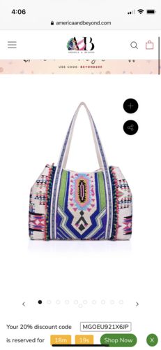 Customer photo review of Tribal Hand Beaded Tote Bag-Multi Color Southwest Tote