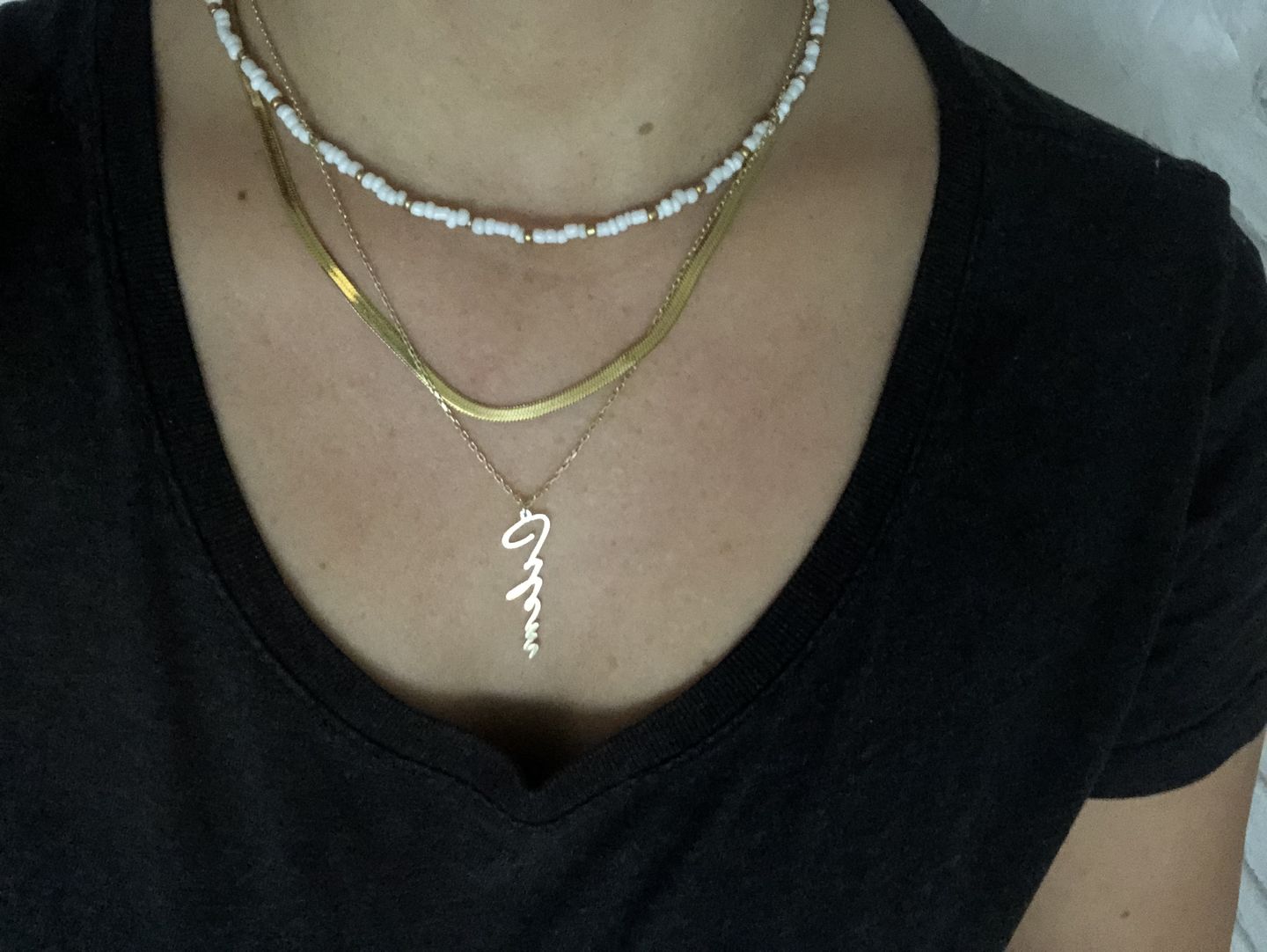 Customer photo review of Snake Skin Kette | 18K vergoldet