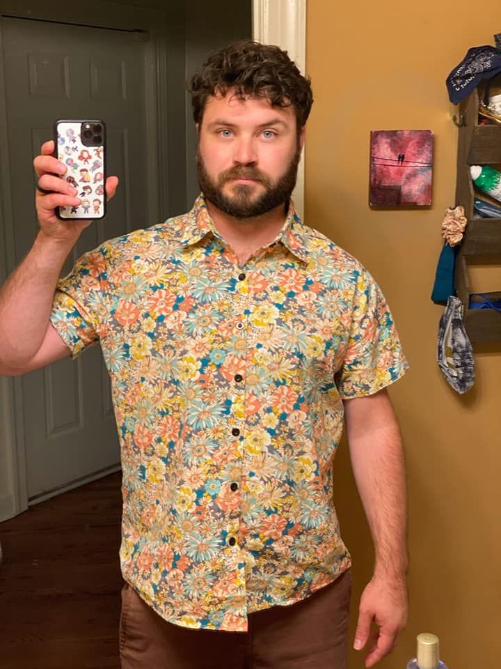Customer photo review of Men's Floral Cotton Short Sleeve Shirt