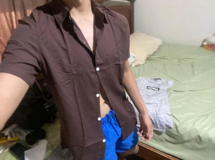 Customer photo review of Solid Cotton Lapel Shirts #This item will shrink after washing, so we highly recommend choosing one size up#