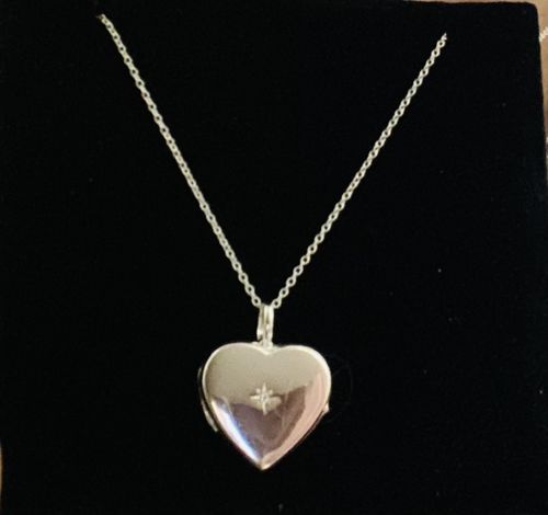 Customer photo review of Diamond Set Personalised Heart Locket – Silver