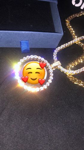 Customer photo review of Rotating Double-sided Iced Photo Custom Pendant