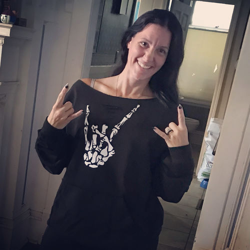 Customer photo review of 153 - Regret Wide Neck Sweatshirt