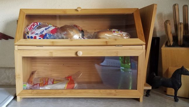 Customer photo review of Large Capacity Bread Storage Bin with Cutting Board