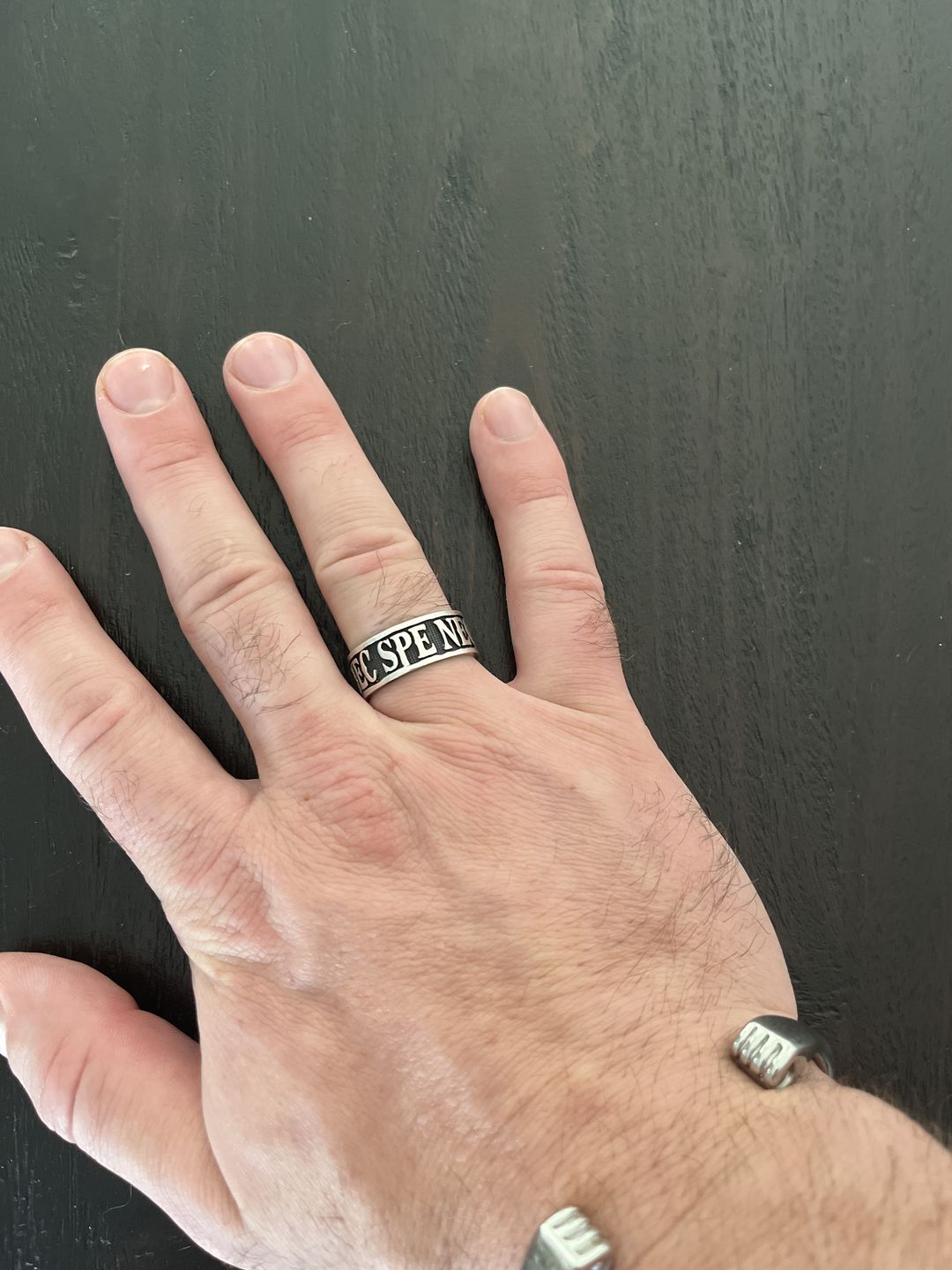 Customer photo review of Men's Band Ring "Neither hope nor fear" Nec Spe Nec Metu 925 Sterling Silver