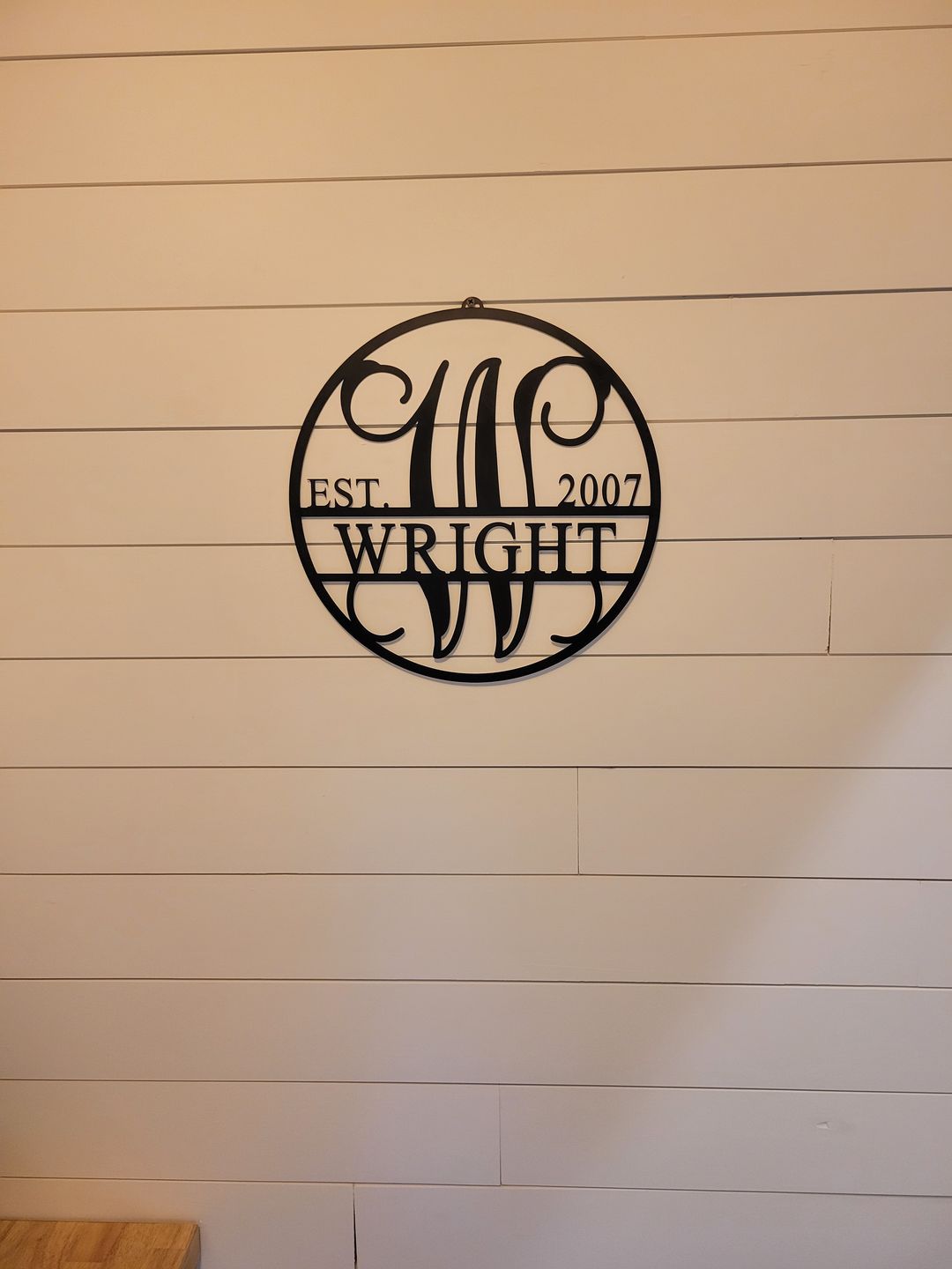 Customer photo review of 15" Established Circle Name and Date Monogram