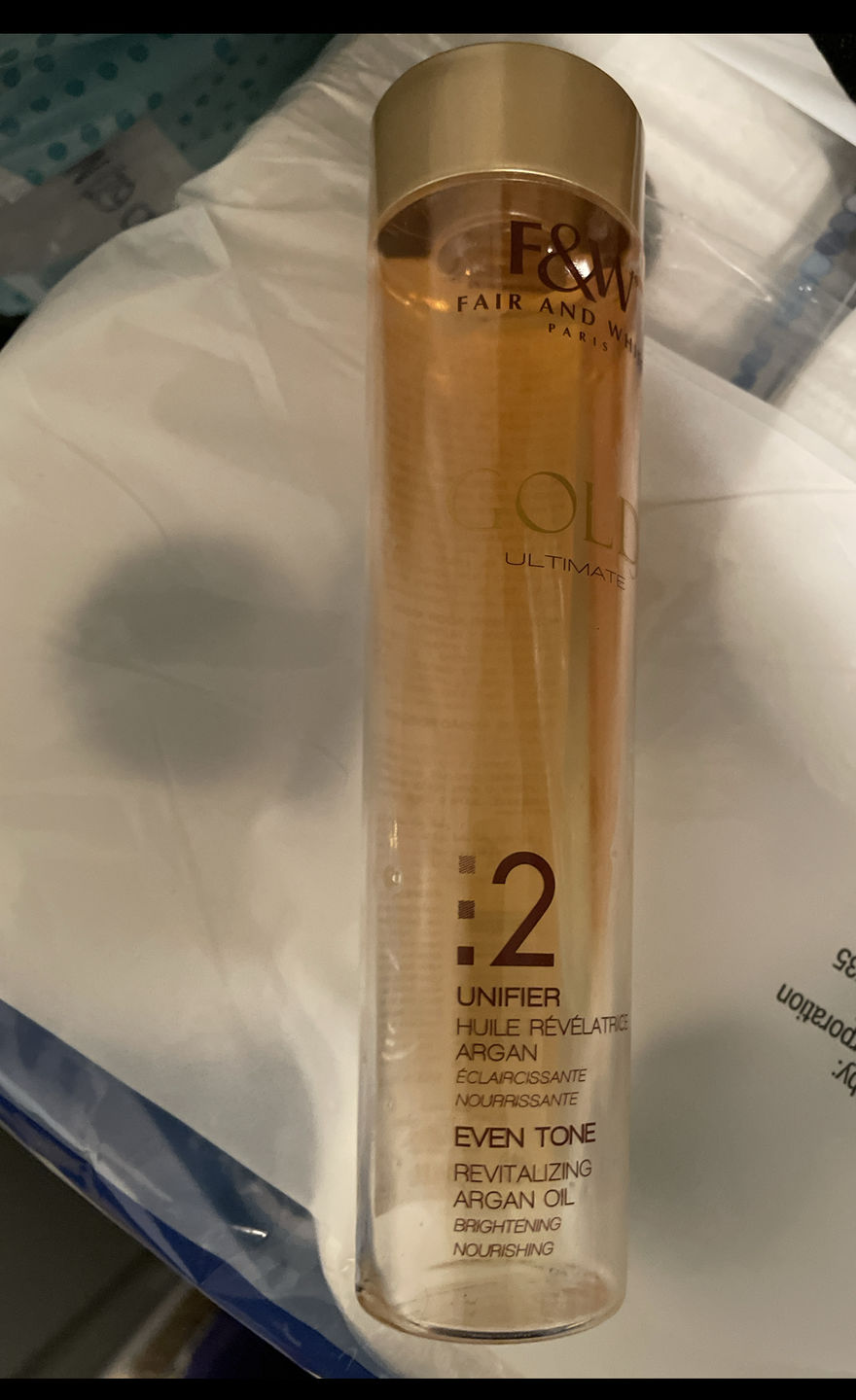 Customer photo review of Fair and White 2: Gold Revitalizing Argan Oil  200ml / 6.76 fl. oz