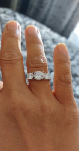 Customer photo review of 3 Stones 2 Carats Round Cut SONA Simulated Diamond Rings