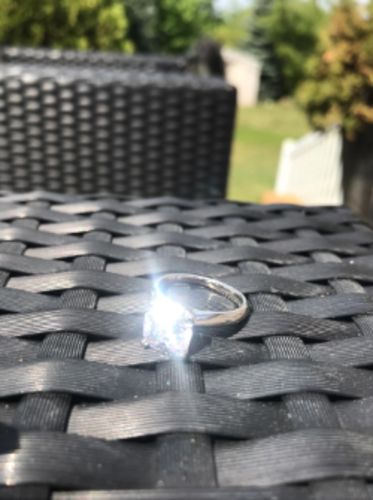 Customer photo review of Cushion Cut Solitaire Ring 925 Sterling Silver Rings