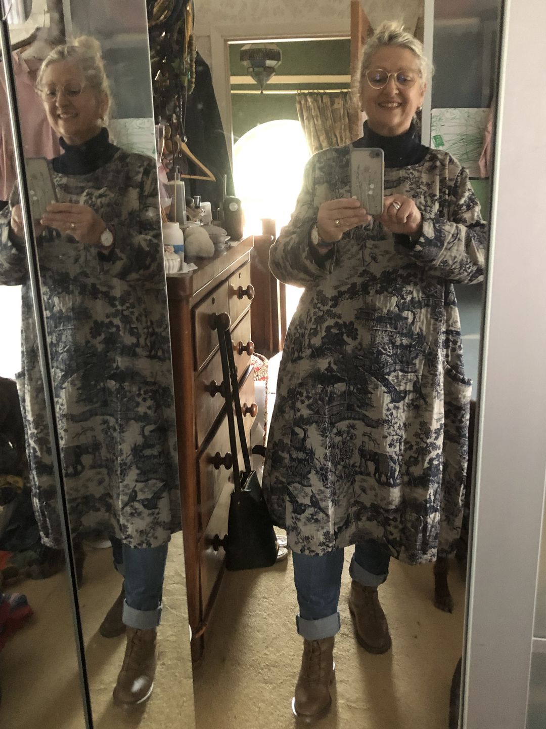 Customer photo review of Plus Size - Winter Printing 100%Cotton Floral Dress Robe