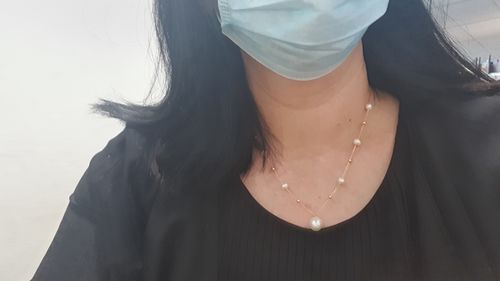 Customer photo review of Pearl Teardrop Pendant Beaded Necklace 14K Yellow Gold