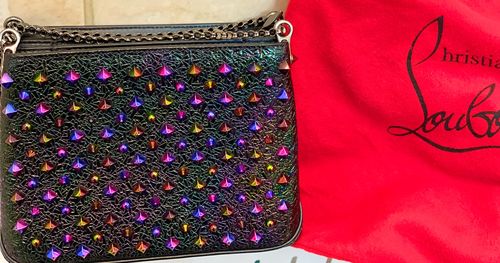 Customer photo review of Preloved Christian Louboutin Triloubi Spiked Black Leather Small Chain Bag 100721 - $50 OFF LIVE SHOW