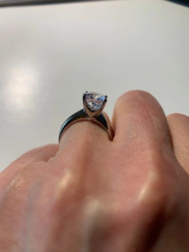 Customer photo review of Cushion Cut Solitaire Ring 925 Sterling Silver Rings