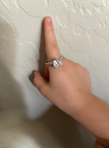 Customer photo review of Cushion Cut Solitaire Ring 925 Sterling Silver Rings