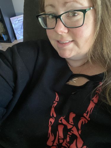Customer photo review of 152 - Red Regret Wide Neck Sweatshirt