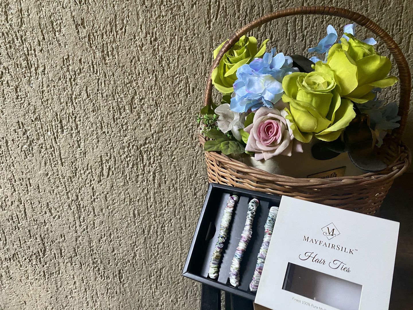 Customer photo review of Iridescent Garden Silk Hair Ties Set