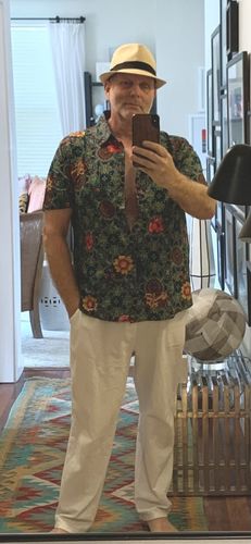 Customer photo review of Men's Floral Tropical Hawaii Cotton Shirt