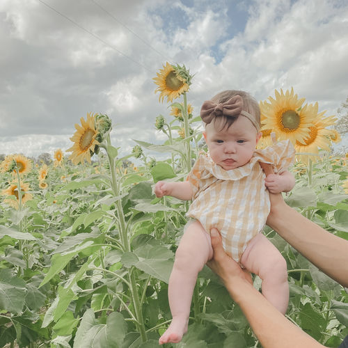 Customer photo review of Iris Gingham Romper in Tan