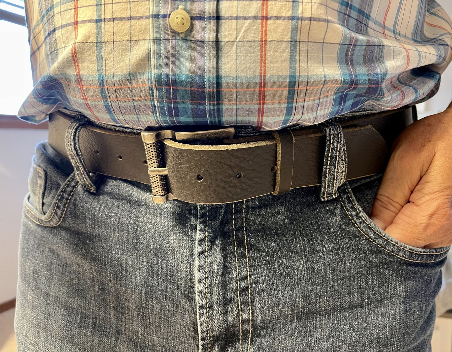 Customer photo review of The Pinnacle Belt - Black 100 % Premium Leather Belt