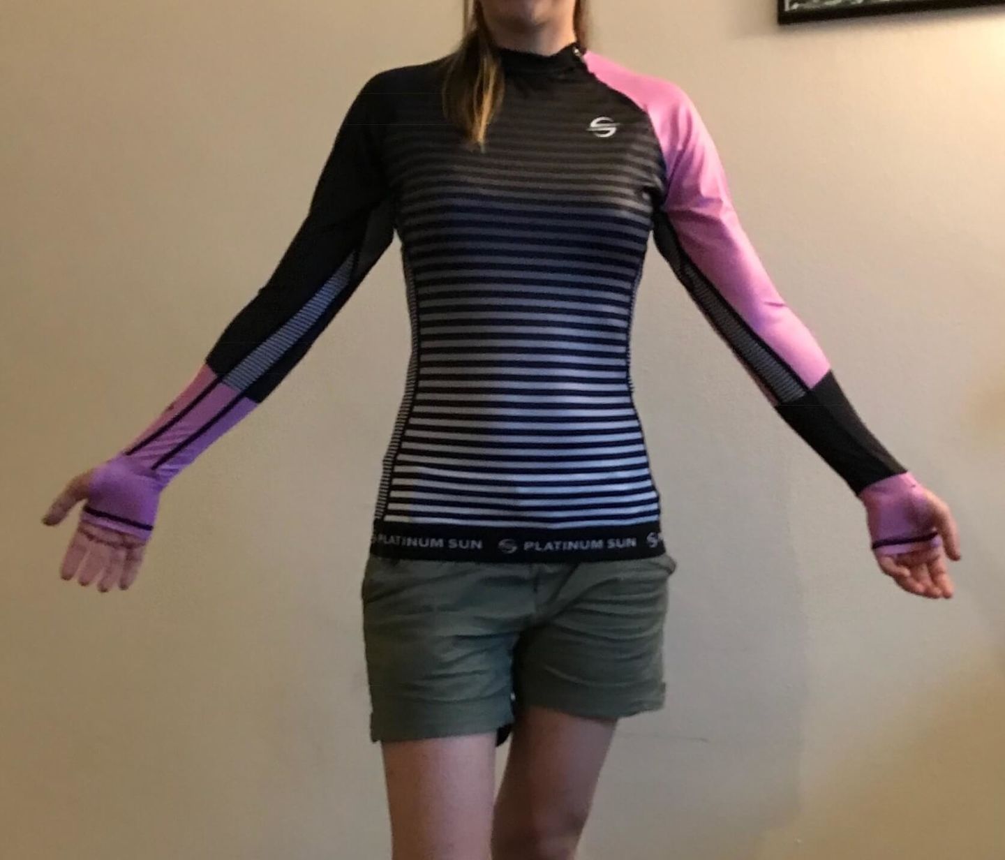 Customer photo review of Long Sleeve Swim Shirt for Women UPF 50+ | Stripes - Pink