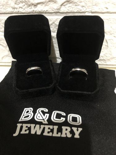 Customer photo review of Burgundy Wedding Rings