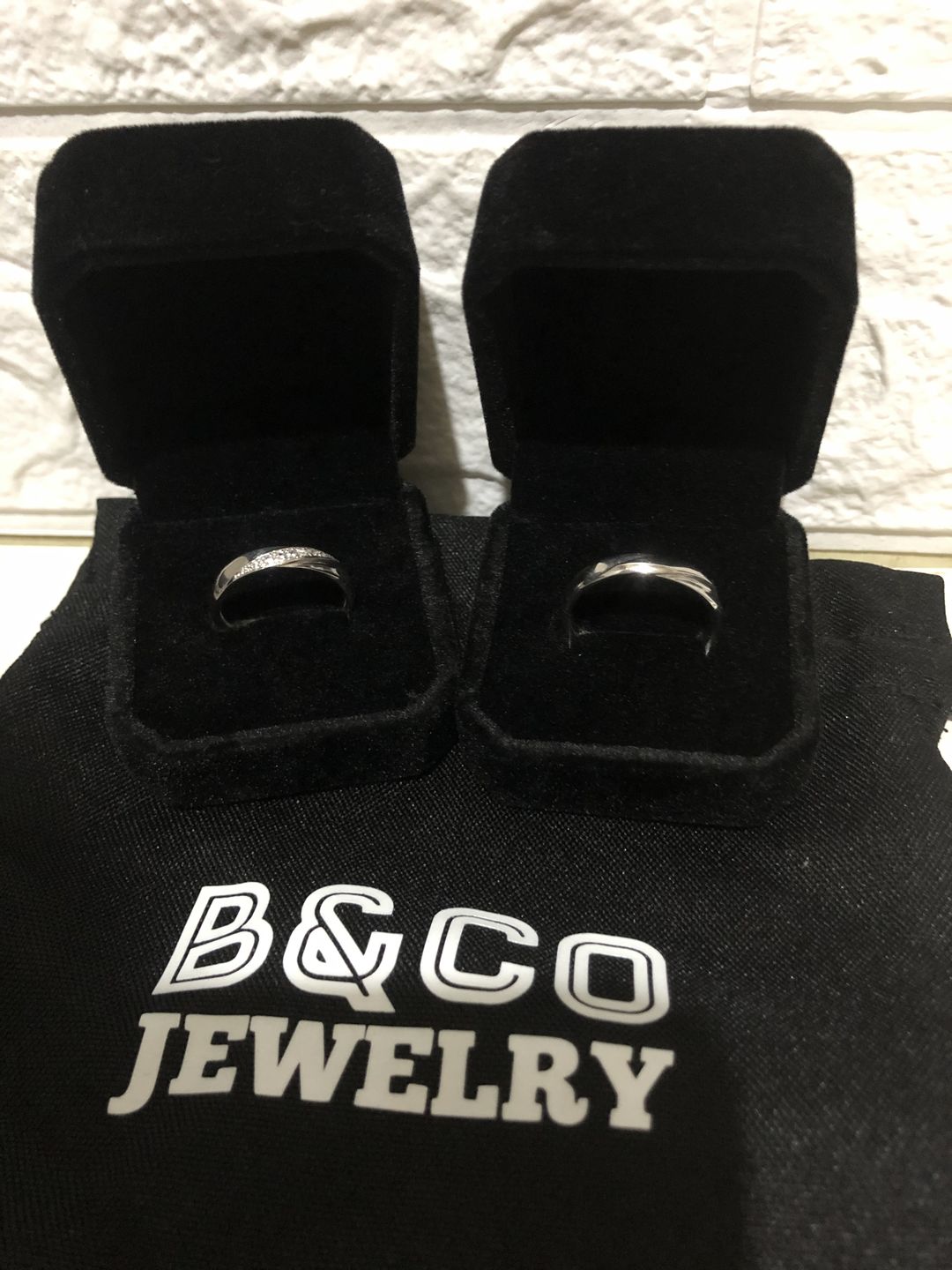 Customer photo review of Burgundy Wedding Rings