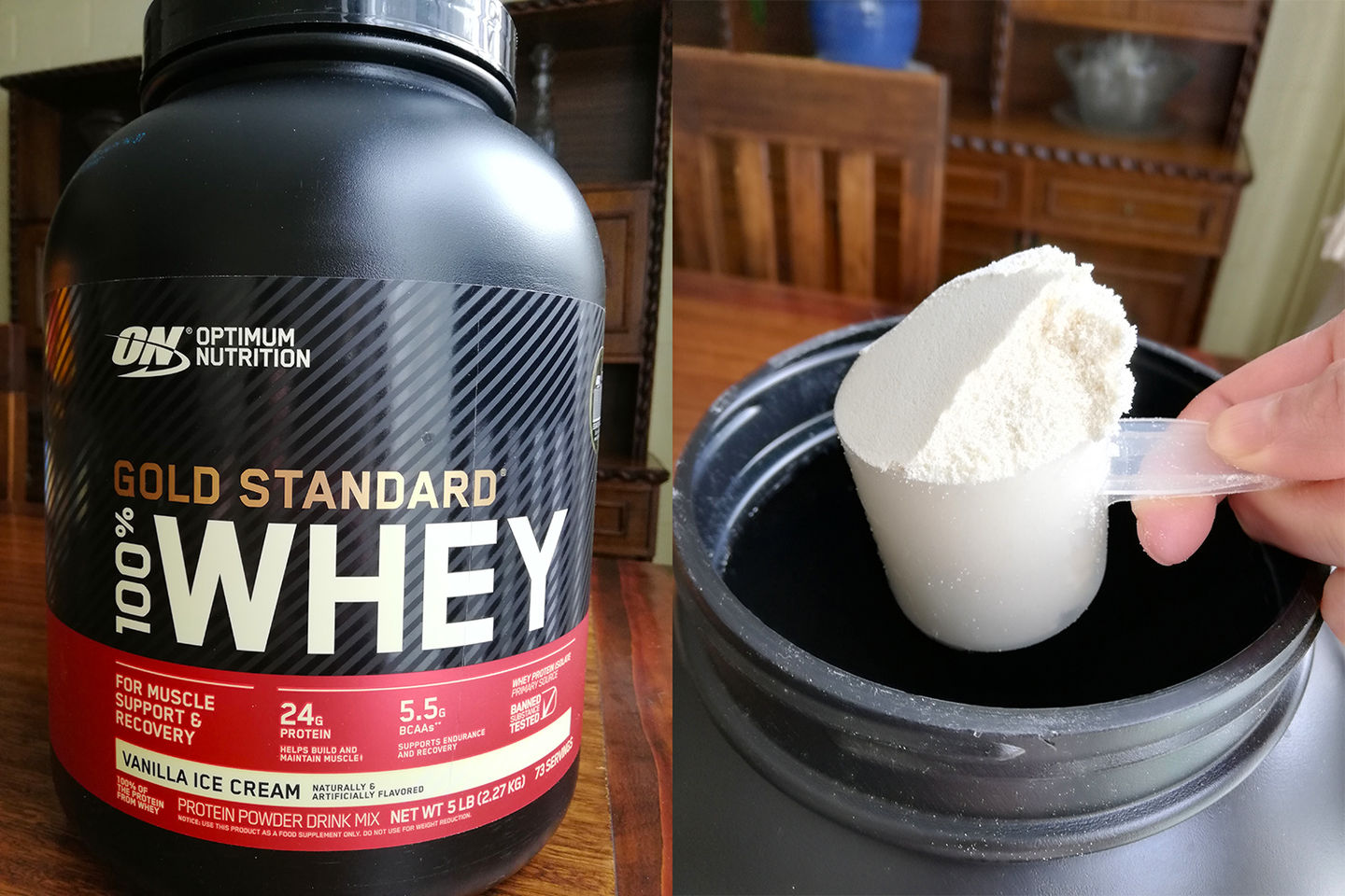 Customer photo review of Optimum Nutrition Gold Standard 100% Whey Proteina 5 Lb