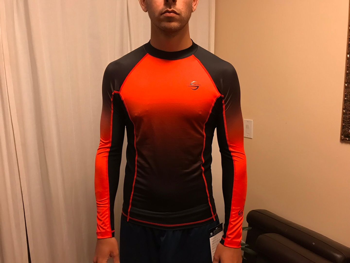 Customer photo review of Long Sleeve Rash Guard for Men UPF 50+ | Gradient - Red
