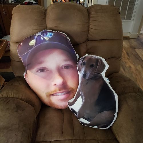 Customer photo review of Create A Custom Face Pillow
