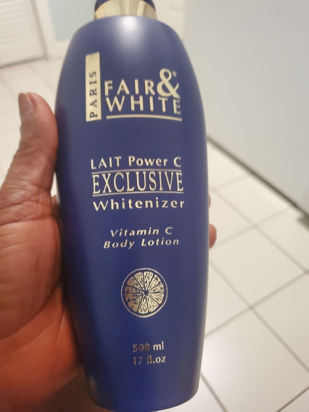 Customer photo review of Fair and White Exclusive Body Lotion with Pure Vitamin "C" 500ml 16.9 fl oz