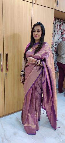 Customer photo review of “LIMITED OFFER” Royal Purple wine Woven Kanjivaram Saree