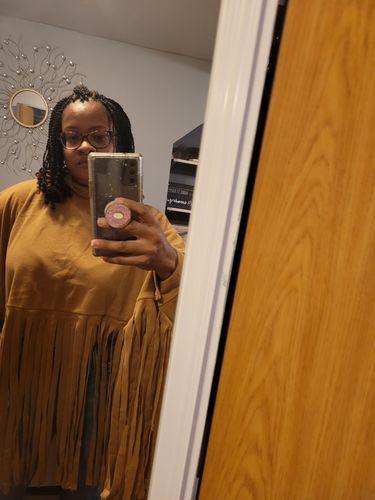 Customer photo review of Fringe Combo Turtleneck Sweatshirt