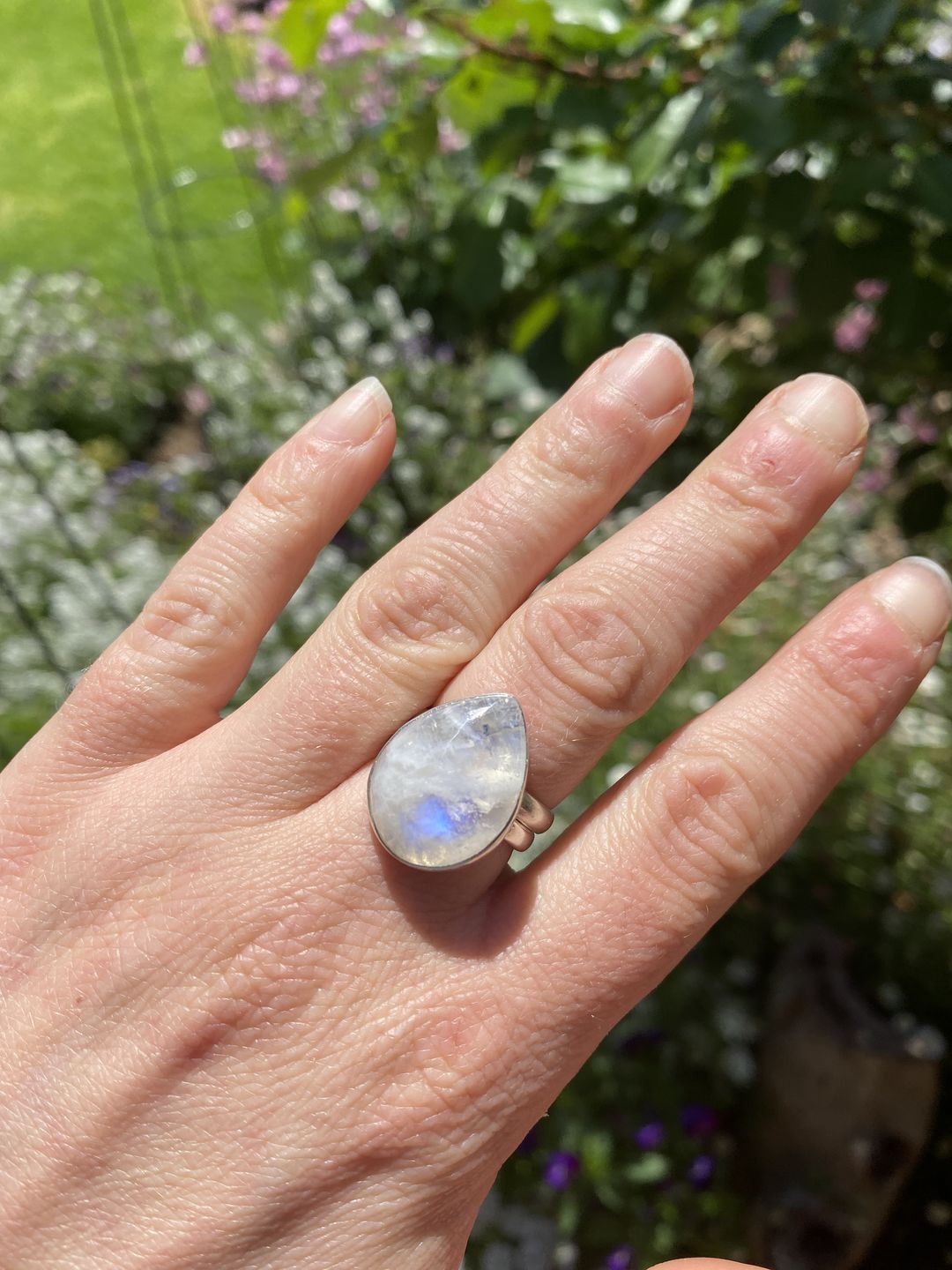 Customer photo review of Rain Drop Moonstone Ring