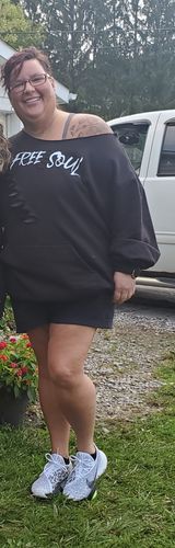 Customer photo review of 15 - Free Soul Wide Neck Sweatshirt