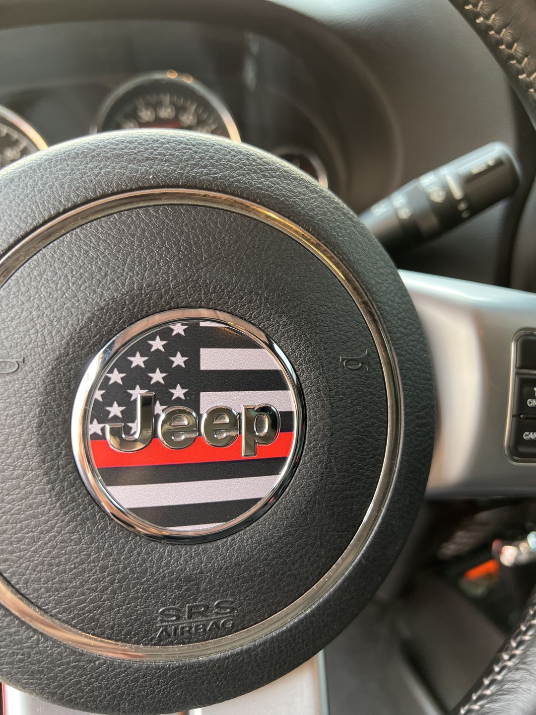 Customer photo review of Marble Print Steering Wheel Decal for Jeep vehicles