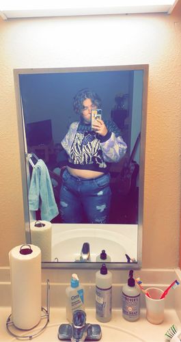 Customer photo review of Drop Shoulder Crew Neck Oversized Crop Sweater