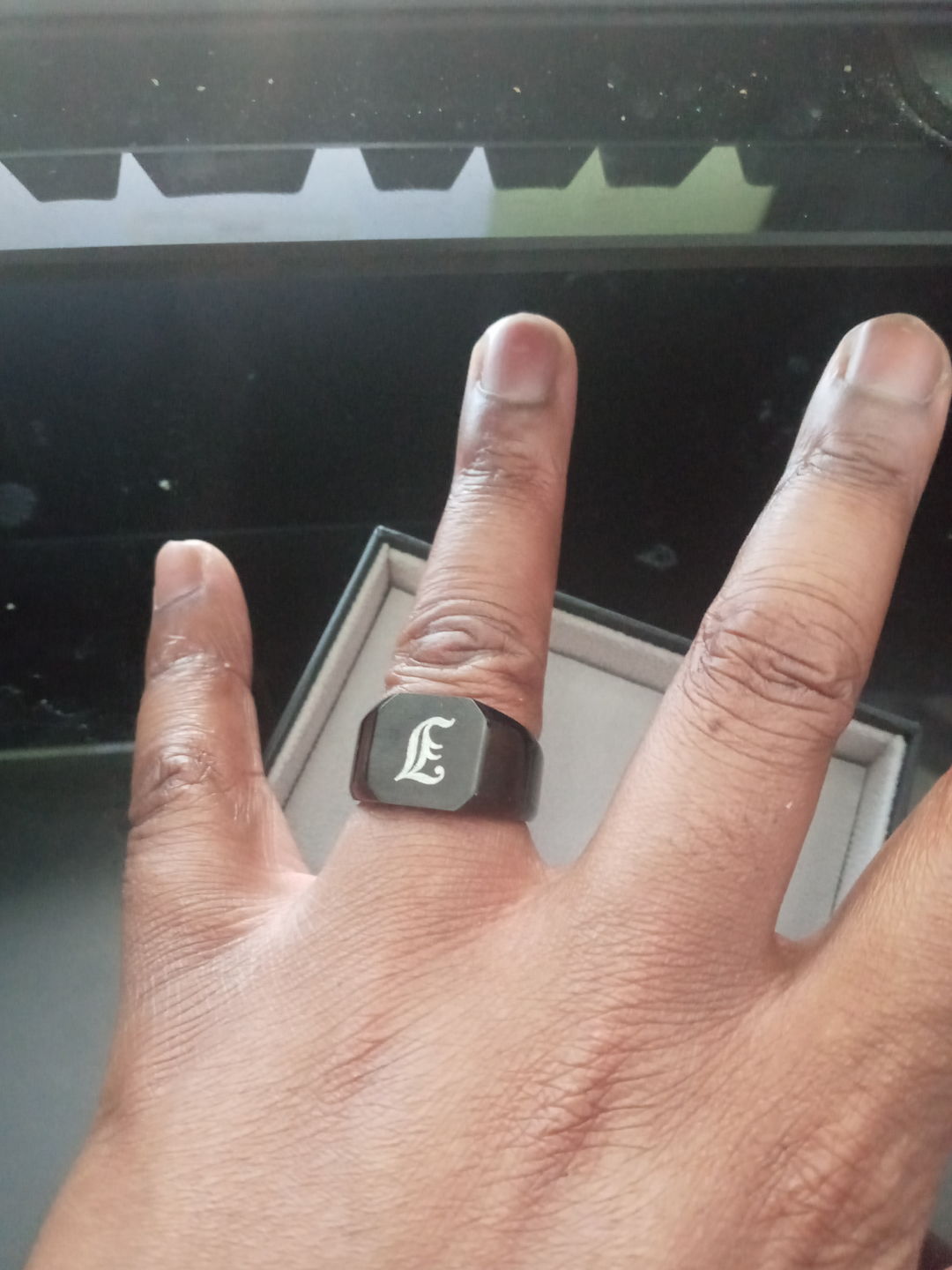Customer photo review of Matte & Shiny Engravable Signet Ring