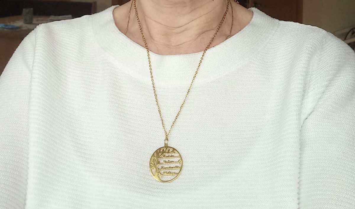 Customer photo review of Tree Of Life Necklace With Engraved Names