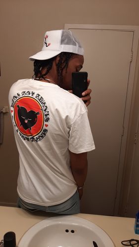 Customer photo review of "A" Trucker in White (LIMITED DROP)